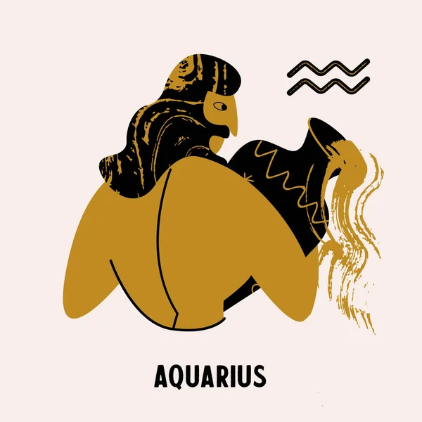 Horoscope Astrology Zodiac Sign Aquarius Aquarius Man Vase Mythological Vector — Stock Vector