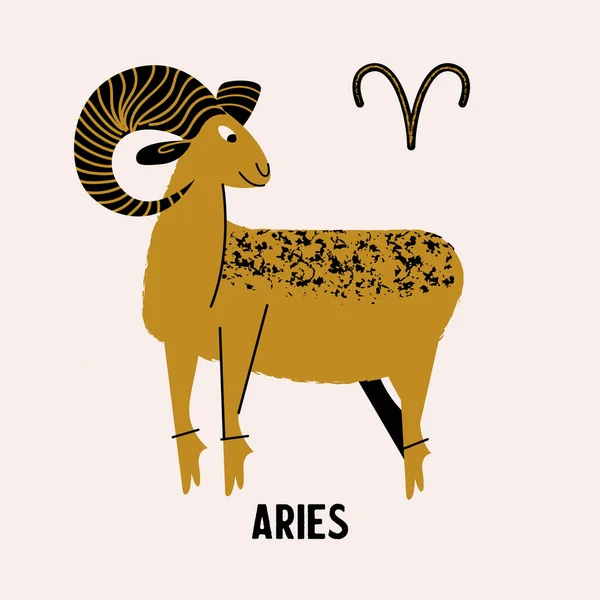 Aries Zodiac Sign Golden Aries Light Background Horoscope Astrology Vector — Stock Vector