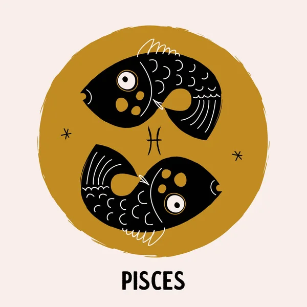 Sign Zodiac Pisces Horoscope Astrology Vector Illustration Emblem — Stock Vector