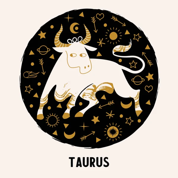 Taureau Est Signe Zodiaque Horoscope Astrologie Emblème Vectoriel Rond Taureau — Image vectorielle