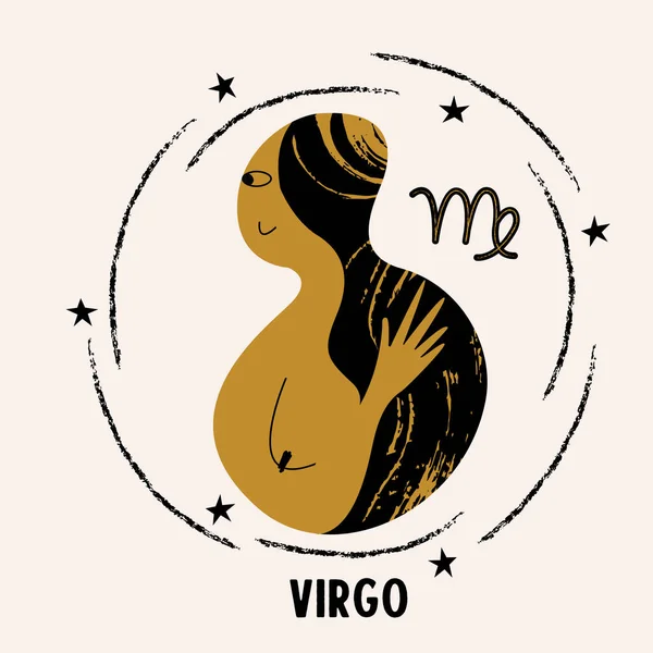 Constelación Virgo Signo Del Zodíaco Virgo Chica Desnuda Con Pelo — Vector de stock