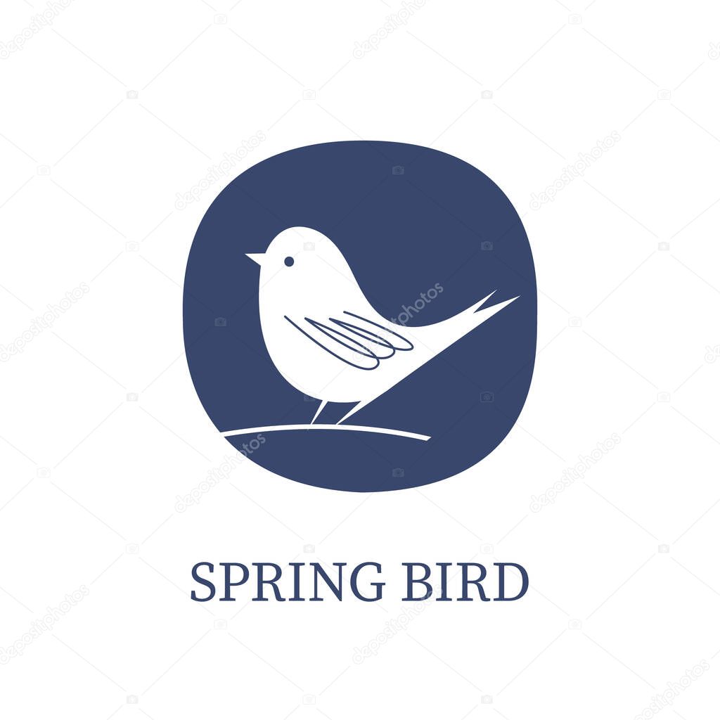 Bird logo. Vector logo with a cute little bird. Simple flat concise design. Creative unique logo for your business.