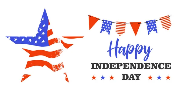 Χαρούμενη Ημέρα Ανεξαρτησίας Ένα Αστέρι Στα Χρώματα Της Σημαίας Των — Διανυσματικό Αρχείο