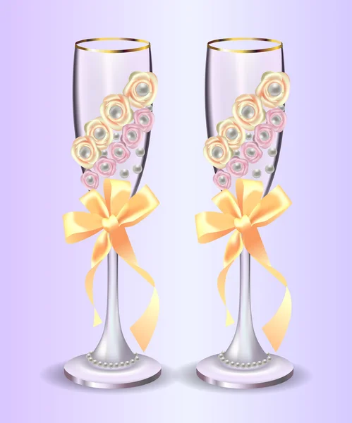 Copas de champán para decoraciones de ceremonia de boda — Archivo Imágenes Vectoriales
