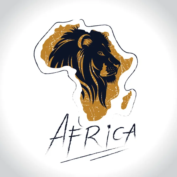 Africa and Safari logo with the lion 2 — Stock Vector