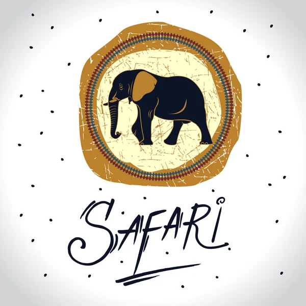 África e Safari com o logotipo do elefante —  Vetores de Stock