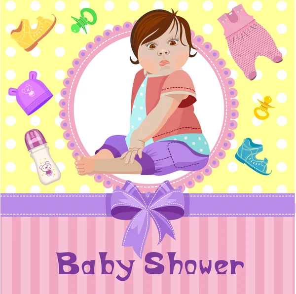 Baby Shower inbjudan 4 — Stock vektor