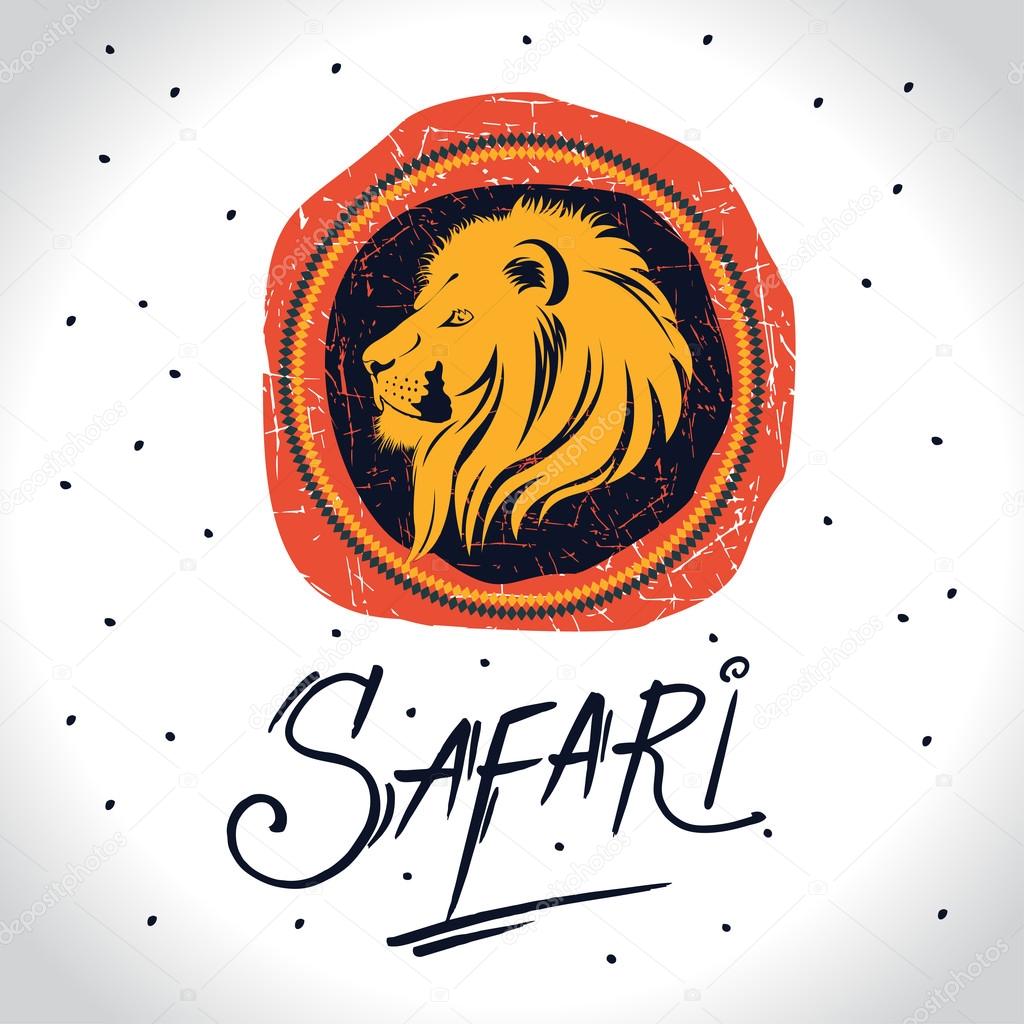 Africa and Safari logo with the lion