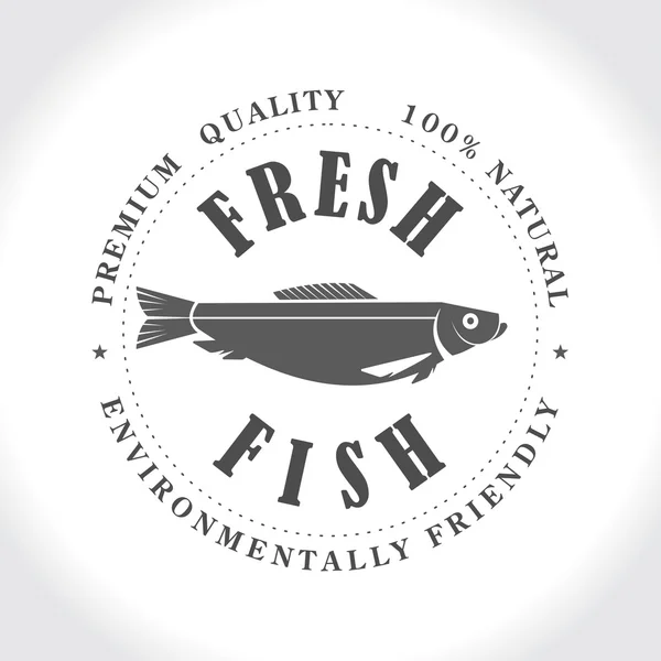 Timbro di pesce fresco, logo . — Vettoriale Stock