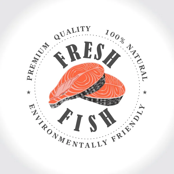 Timbro di pesce fresco, logo . — Vettoriale Stock