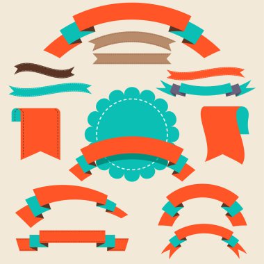 Şeritler ve afiş kümesi. İzole vektör çizim.