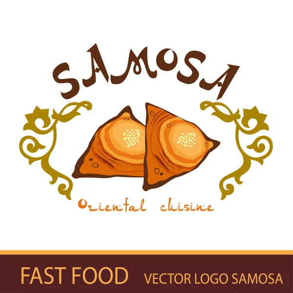 Samosan. Snabbmat. Vektorlogotyp. — Stock vektor