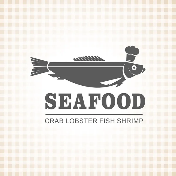 レストランでは、魚料理、魚介類。K の魚調理のベクトルのロゴ. — ストックベクタ
