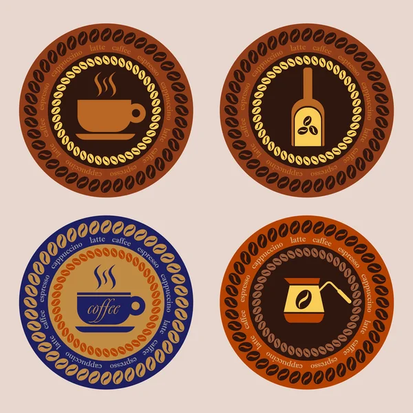 Σύνολο καφέ Ετικέτες διάνυσμα και εικονογράφηση Αξεσουάρ καφέ — Διανυσματικό Αρχείο