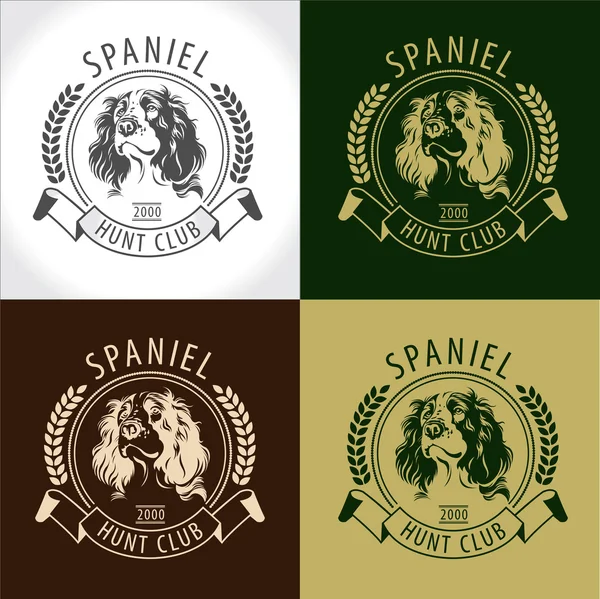 Set Spaniel, logotipos, etiquetas e insignias — Vector de stock