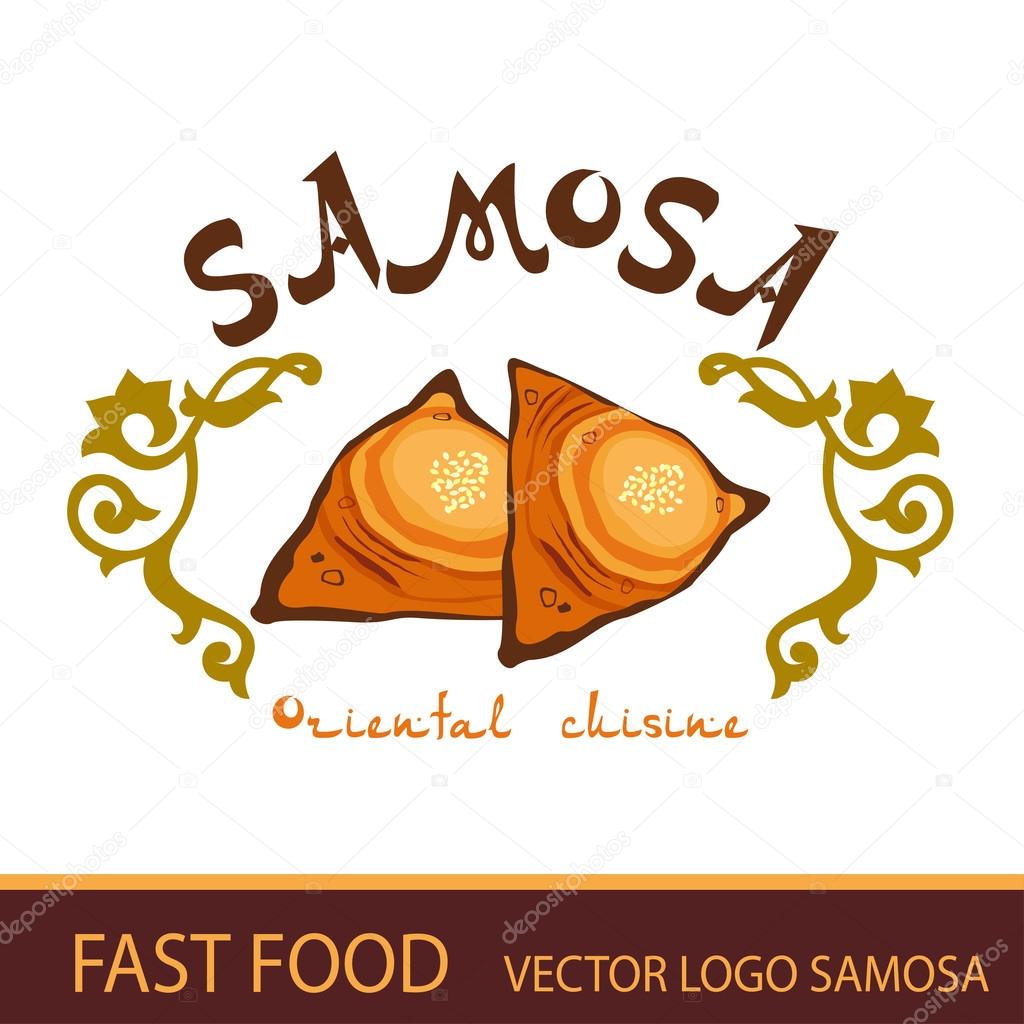 The samosa. fast food. Vector logo.