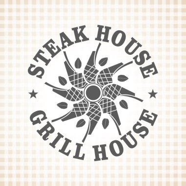 Restoran ızgara ve Barbekü menüsü, steak house, vektör logo 2