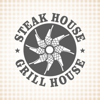 Restoran ızgara ve Barbekü menüsü, steak house, vektör logosu