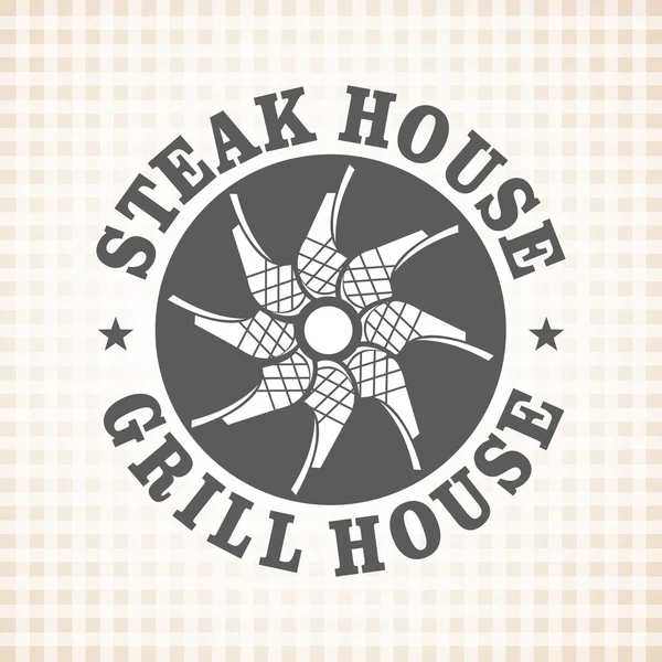 レストラン グリル、バーベキュー メニューのステーキ ・ ハウス、ベクトルのロゴ — ストックベクタ