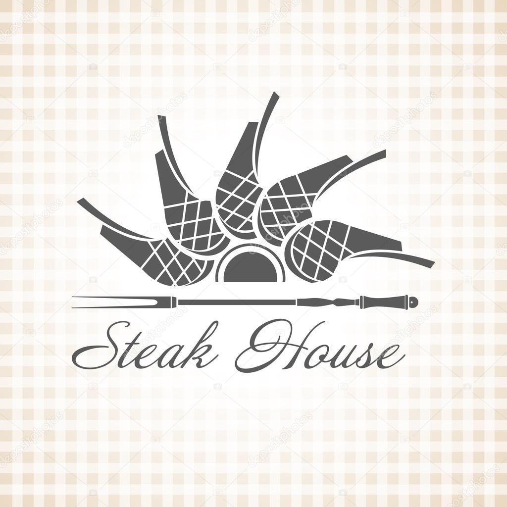 Restaurant grill and barbecue menu, steak house, vector logo