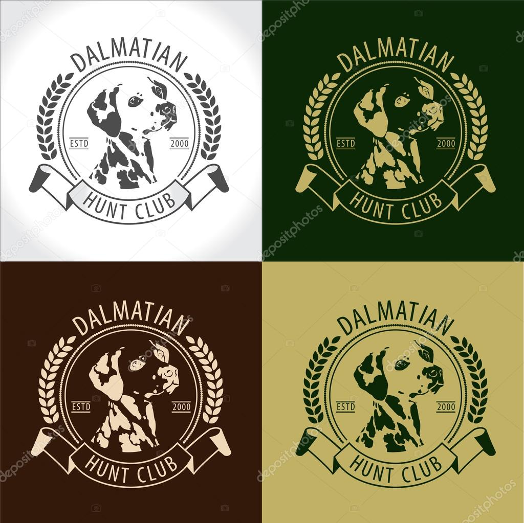 Set hunting club Dalmatian, logos, labels and badges