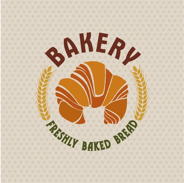 Пекарня векторный ретро логотип с круассаном . — стоковый вектор