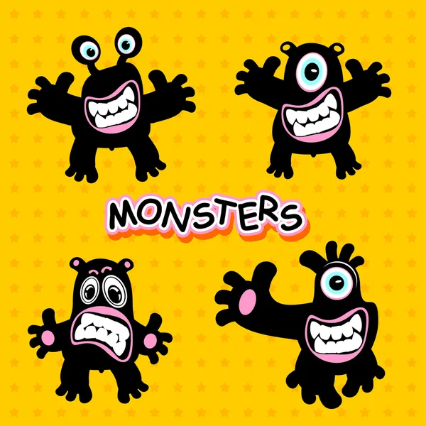 Verzameling van grappige schattig monsters — Stockvector