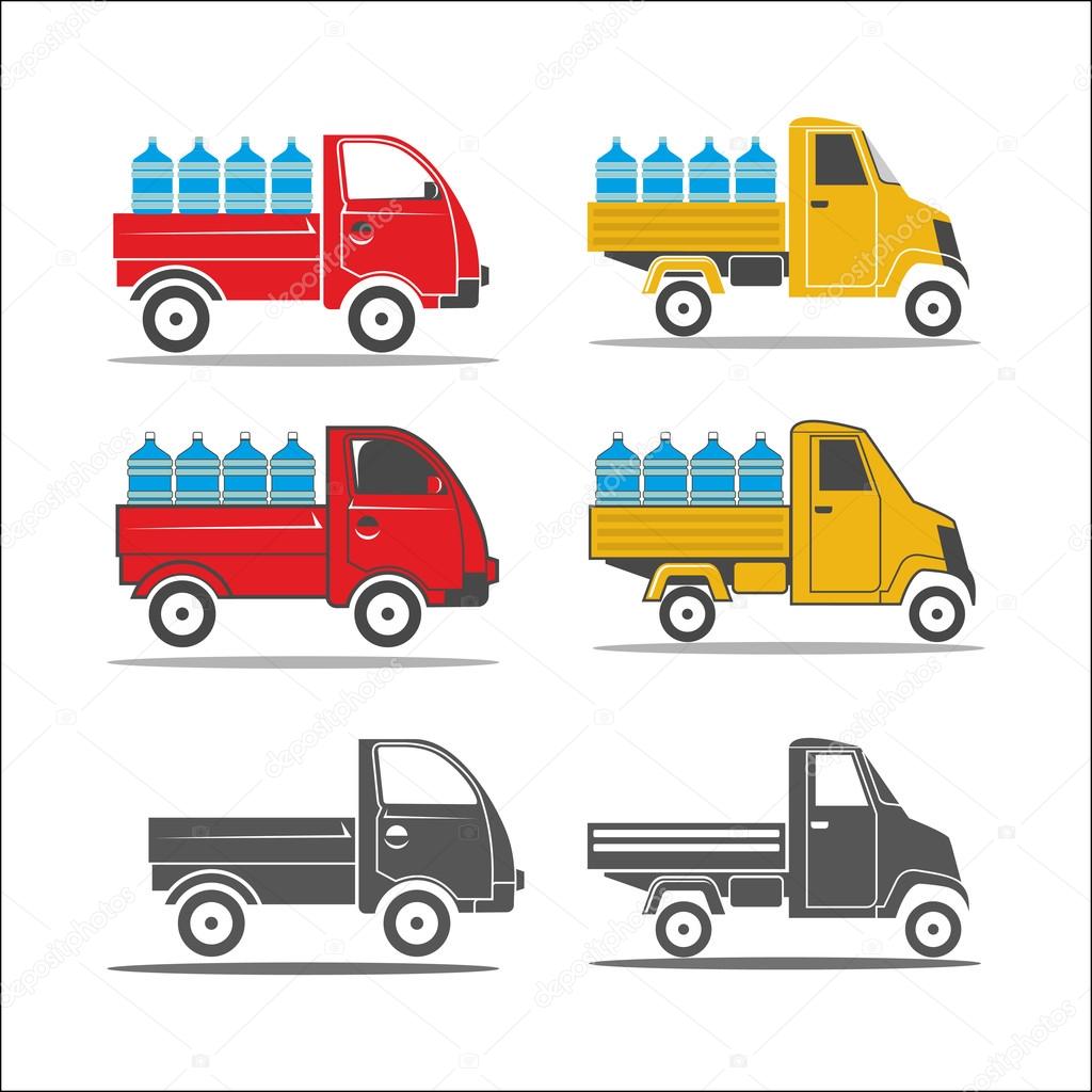 Trucking, trucks, vector set isolated illustration on white background.