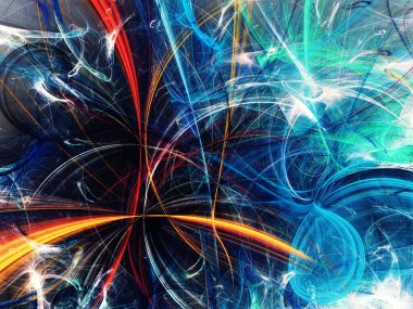 mavi soyut fraktal arkaplan 3d oluşturma