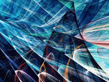 mavi soyut fraktal arkaplan 3d oluşturma