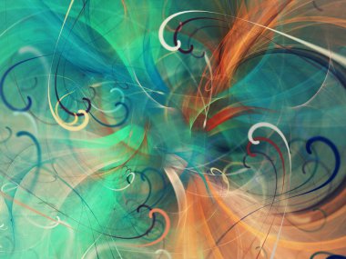 mavi soyut fraktal arkaplan 3d oluşturma