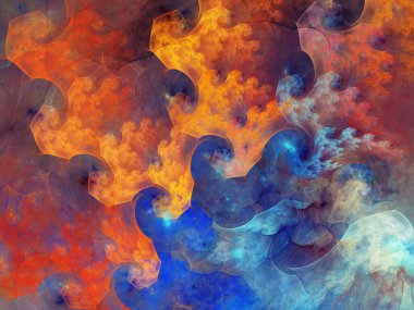 turuncu soyut fraktal arkaplan 3d oluşturma