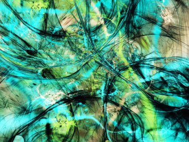 mavi soyut fraktal arkaplan 3d oluşturma