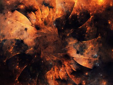 turuncu soyut fraktal arkaplan 3d oluşturma