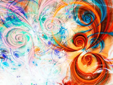 mavi ve turuncu soyut fraktal arkaplan 3D görüntüleme