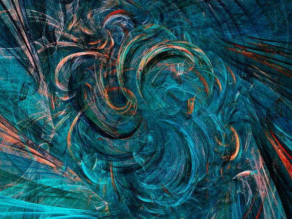 Azul Abstrato Fractal Fundo Renderização — Fotografia de Stock