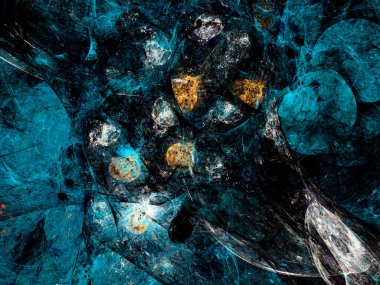 mavi soyut fraktal arkaplan 3d oluşturma