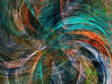 mavi soyut fraktal arkaplan 3d oluşturma