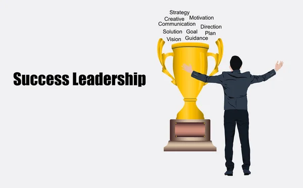 Vector Illustration Concept Business Leadership Success Glückliche Junge Arbeitnehmer Anzug — Stockvektor