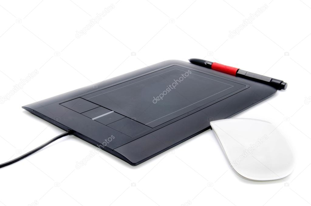 Tablet pad with white mouse