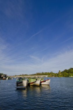 Üç balıkçı tekne yan yana