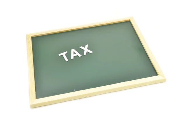Schoolbord met woord belasting gemaakt van hout — Stockfoto