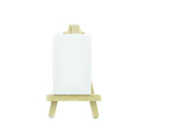 White canvas with wooden stand