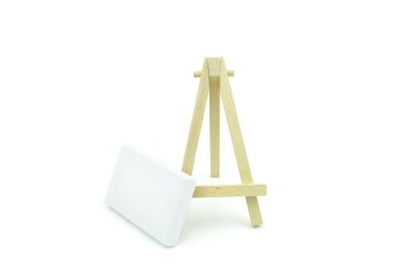 Macro canvas frame on floor with wooden stand