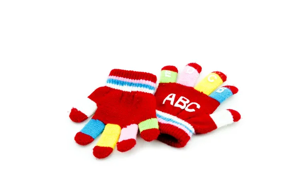 Ein Paar roter Handschuh mit isoliertem weißem Hintergrund — Stockfoto