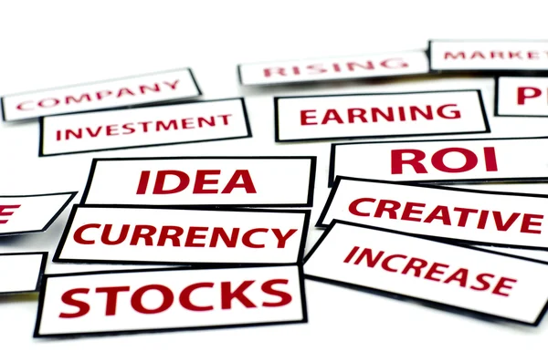 Bild fokusering till "Idé" tryckt med röd färg. bakgrund, beskuren bild med motivation ordet för företag — Stockfoto