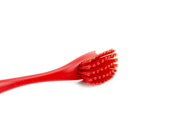 Imagen recortada de plástico cepillo de inodoro rojo —  Fotos de Stock