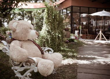 Yalnız düşünce kavramı ile ayı Bebek koltuğuna oturmak