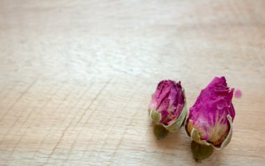 Seçili kopya alanı ahşap zemin üzerinde koymak gül odaklanmak