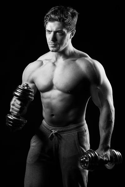 섹시 한 근육 피트 니스 남자입니다. 흑인과 백인 이미지. — 스톡 사진